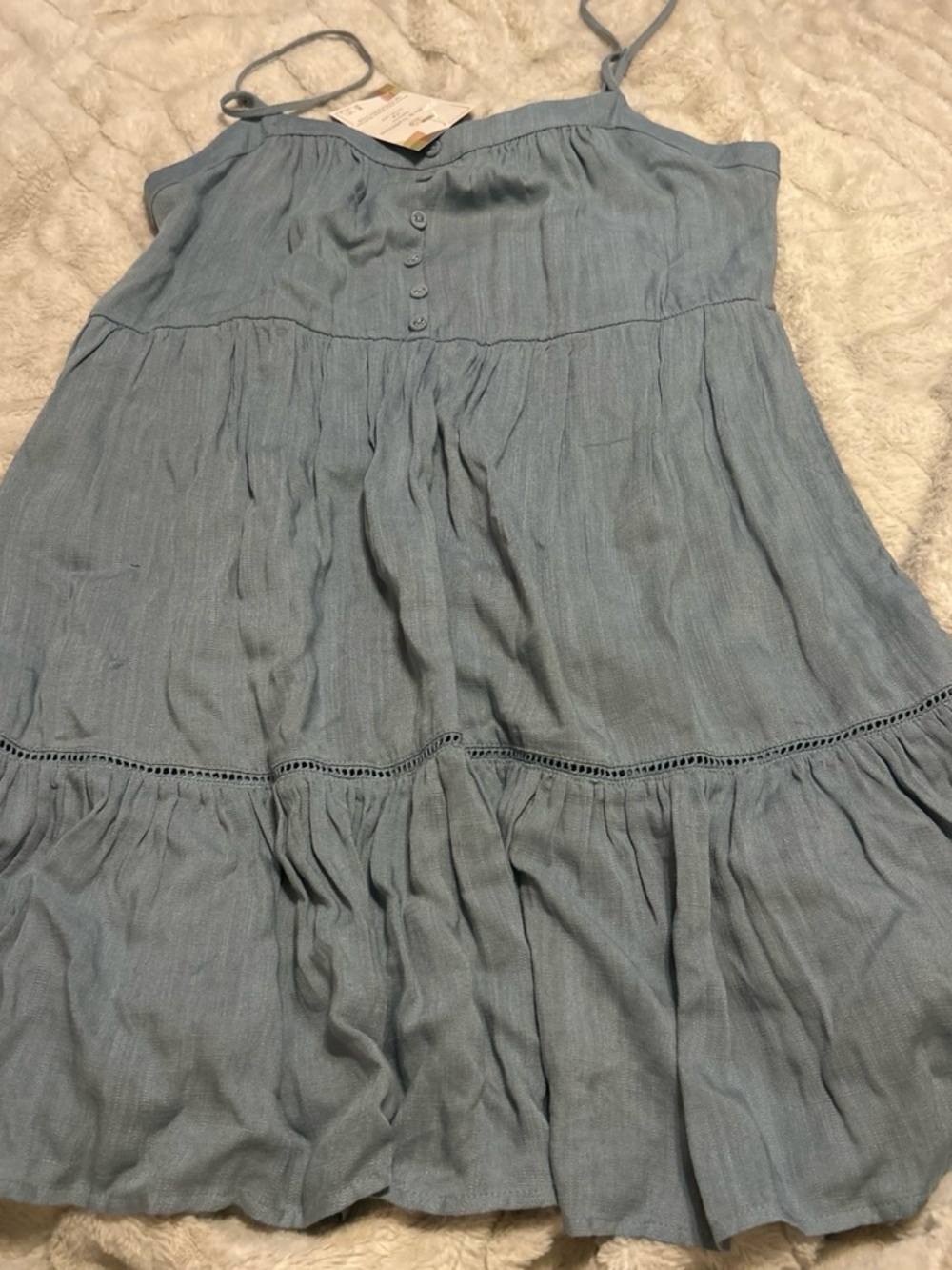 Light Blue Mini Sundress with Spaghetti Straps